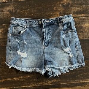 Fashion Nova Blue Distressed Jean Shorts